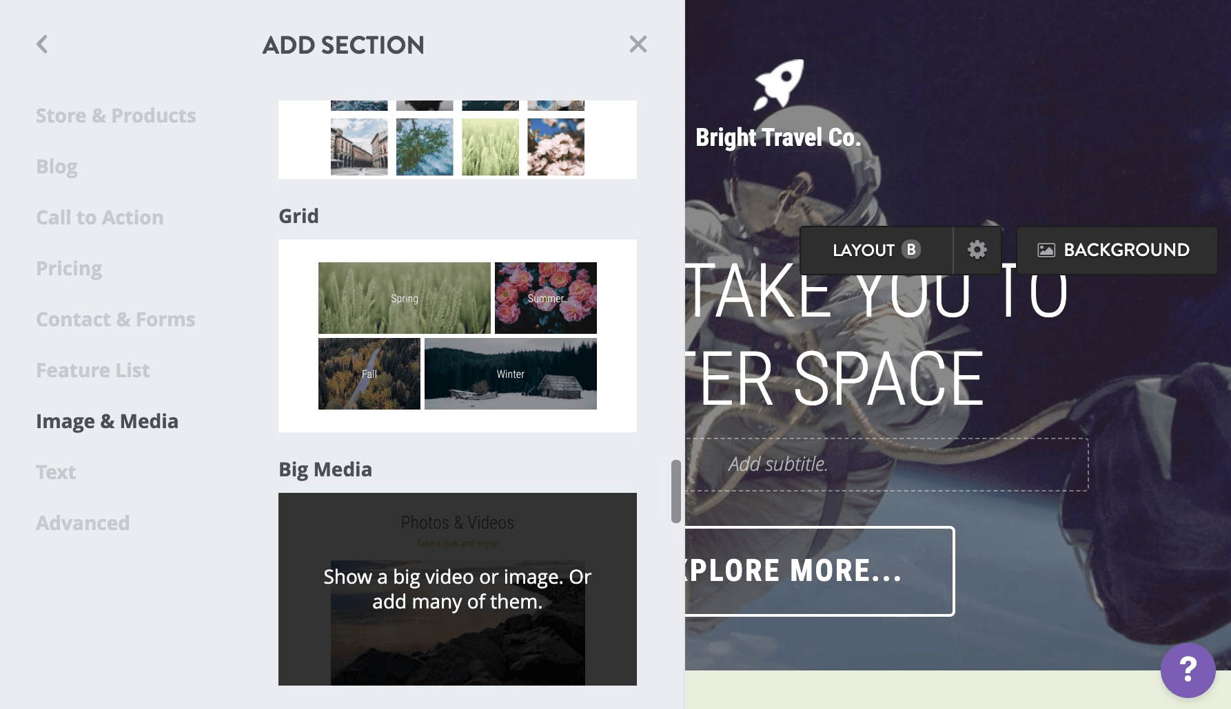 Strikingly Add Section Strikingly Add Section